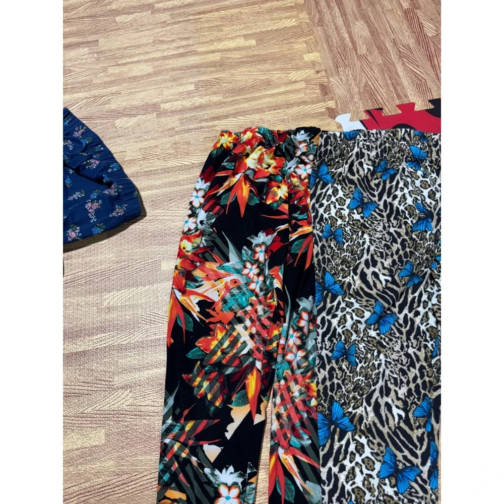 Lot of 5 Printed Leggings Floral Butterfly Snakeskin Swirl Splatter CutOut Ankle